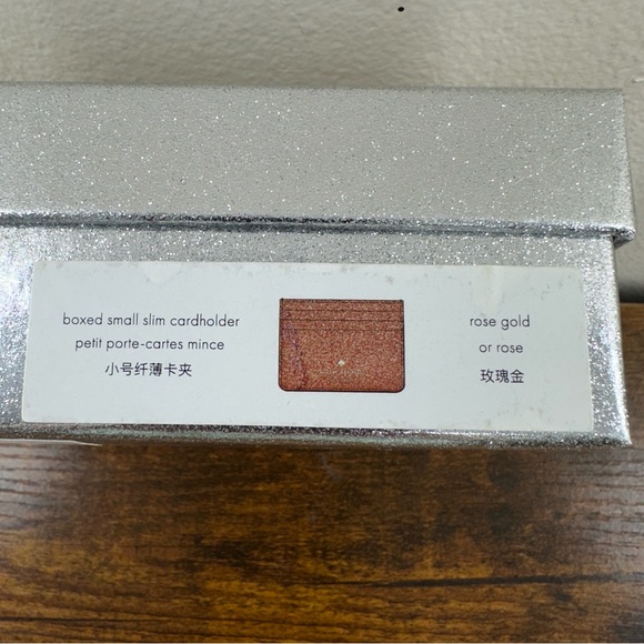 NWT! Kate Spade Small Slim Metallic Gold Glitter Credit Card Case 6 Slot w/ Box - Picture 5 of 9